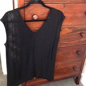 WHBM black mesh stripped see through